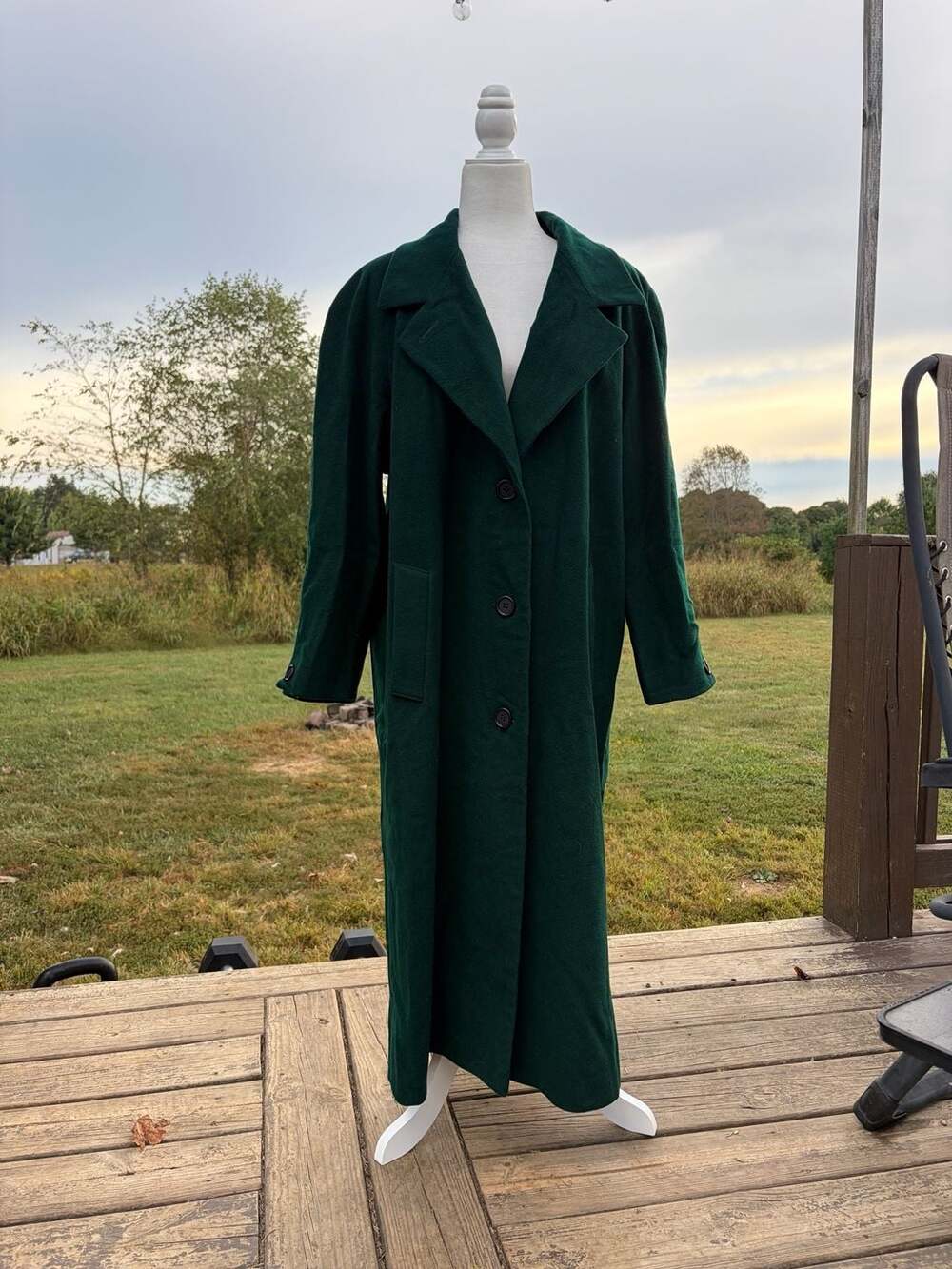 Vintage International Scene Emerald Green Long Coat Women’s Size 12 Made in Kore